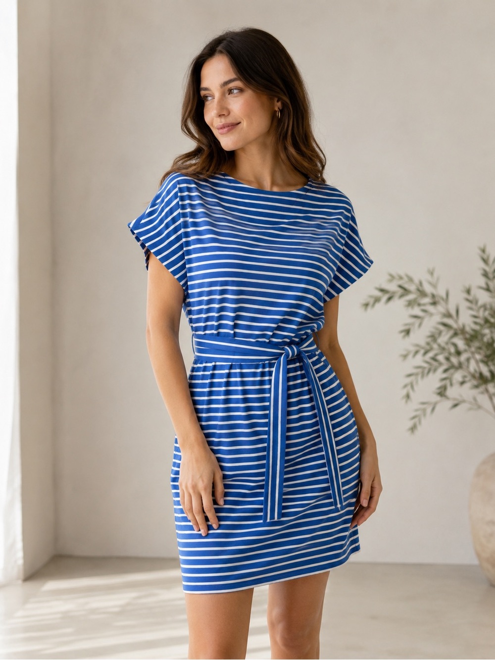 Ralph Lauren- Women’s Blue Striped Belted dress
